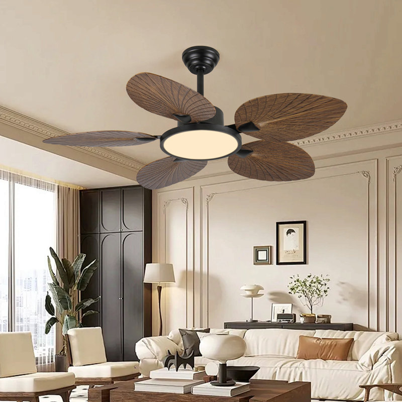 52Inch Tropical Palm Leaf Ceiling Fan With Lights & Remote Control
