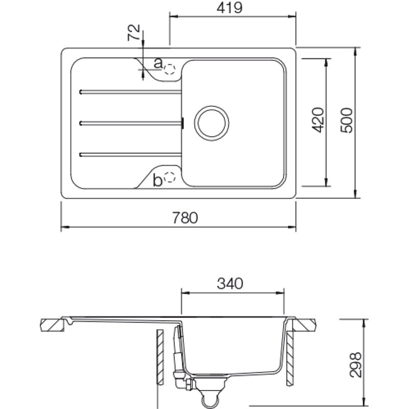 Schock Single Bowl Inset Kitchen Sink, Croma