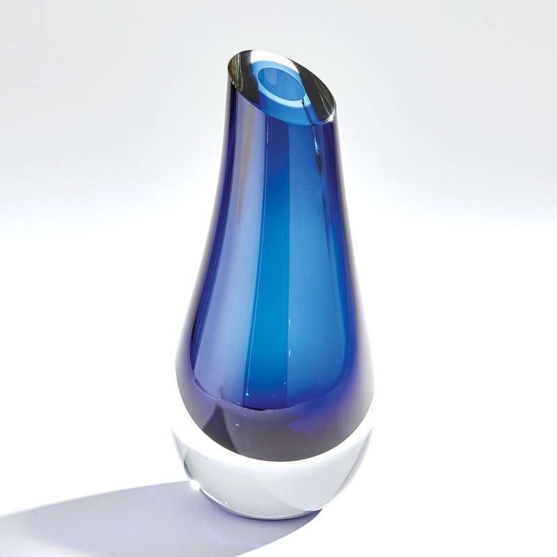 Vase de table en verre, Bleu