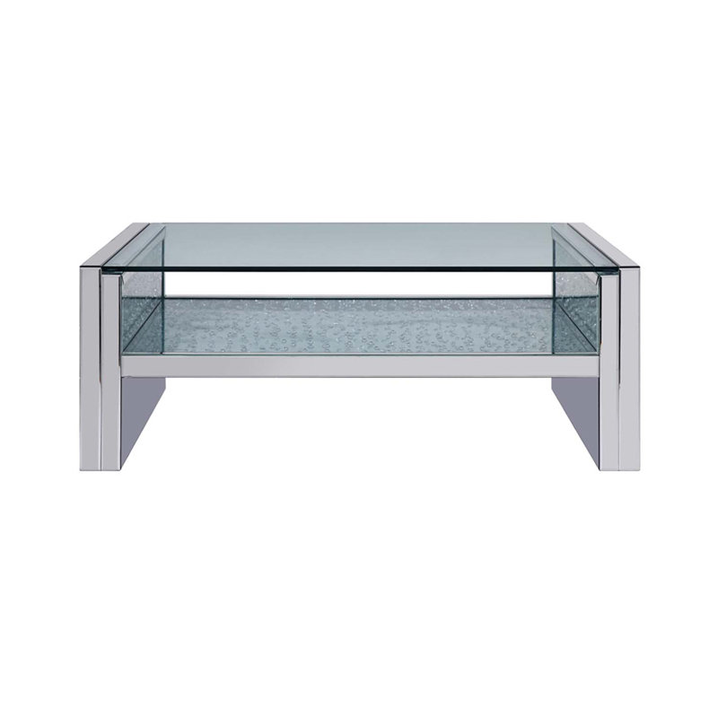 Table basse Nysa, miroir et faux cristaux