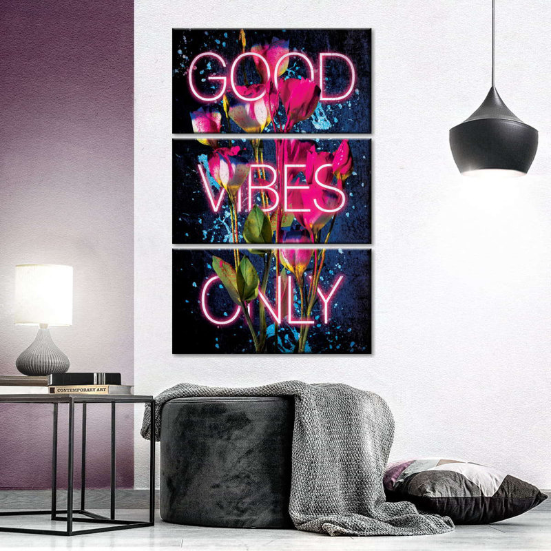 Ensemble de 3 pièces Good Vibes Only On Canvas, H 32 po x l 20 po