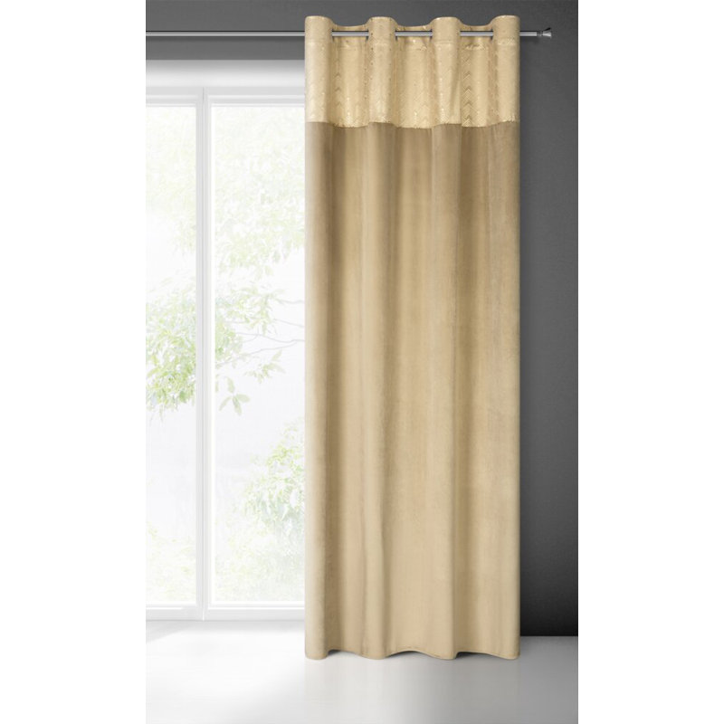 Elen Polyester Blackout Eyelet Curtain Panel, Gold