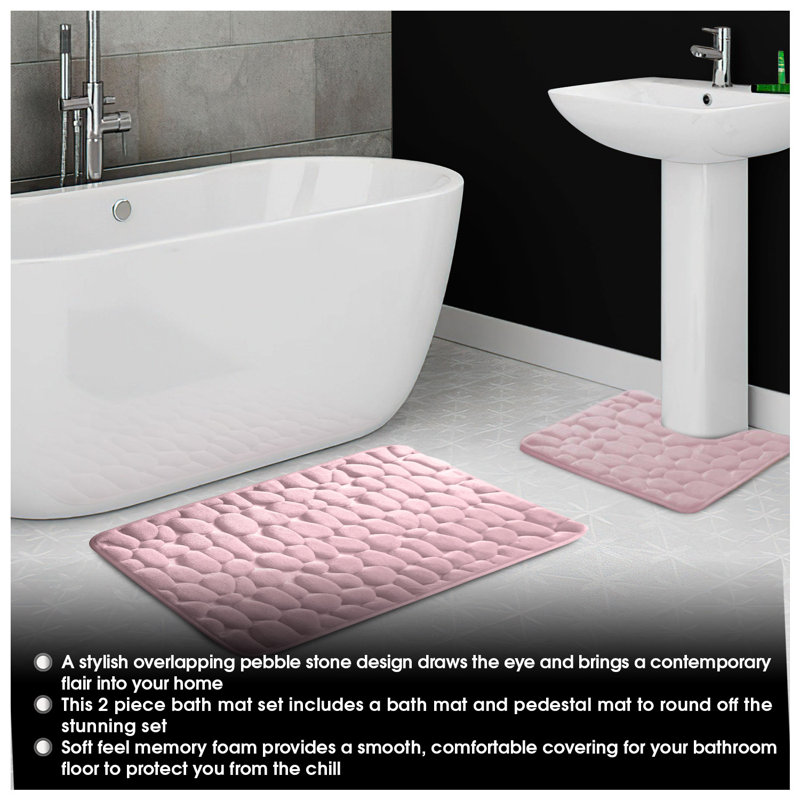 Memory Foam Non-Slip Bath Mat, Blush Pink