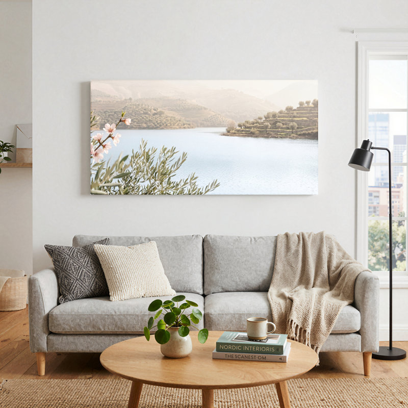 Paysage lacustre, reproduction d'art sur toile, ensemble de 1, Wrapped Canvas, L 40 po x H 20 po