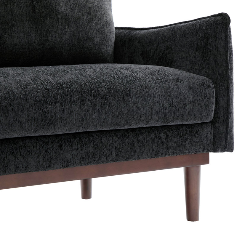 Canapé de style moderne avec causeuse de 75,75 po et canapé 2 places, Noir