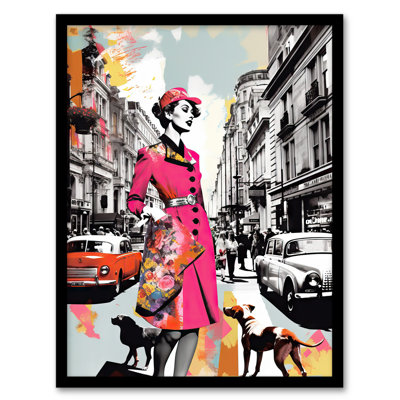 Merras London Woman In Pink Retro Glam Fashion Collage Work - Single Picture Frame Print