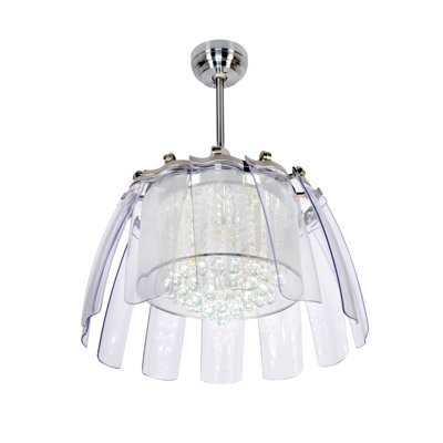 Bluebell 50-inch 11-Blade Smart Crystal Chandelier Ceiling Fan with LED Light & Remote