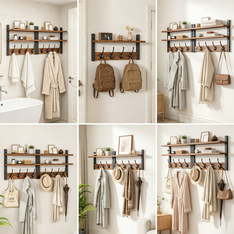 Solid Wood 8 - Hook Coat Rack
