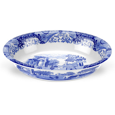 Plat à rebord ovale bleu Spode 12,5 po x 8,75 po x 3 po Spode