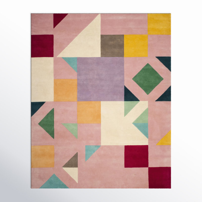 Harsirat Handmade Hand Tufted Wool Pink/Orange/Beige Rug, Rectangle 8' x 10'