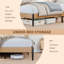 Structure de très grand lit en rotin avec tête de lit, lits plateforme très grand Boho, tête de lit en rotin tissé naturel, plateforme de support à lattes robuste, aucun sommier requis, rangement sous le lit, silencieux, assemblage facile