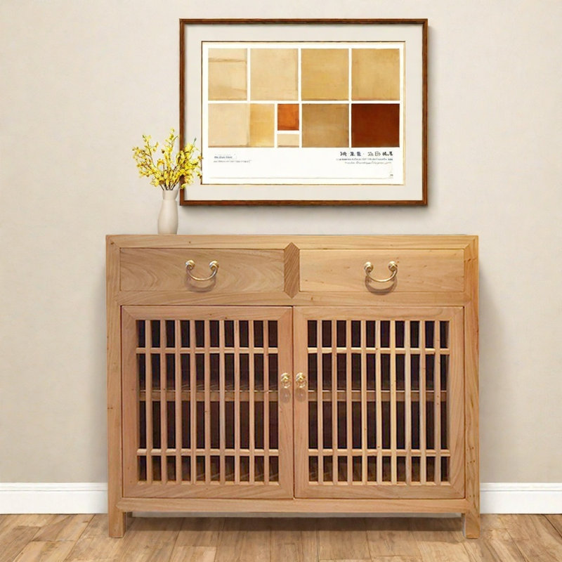 Armoire d'entrée moderne en bois massif orme moderne, Bois original