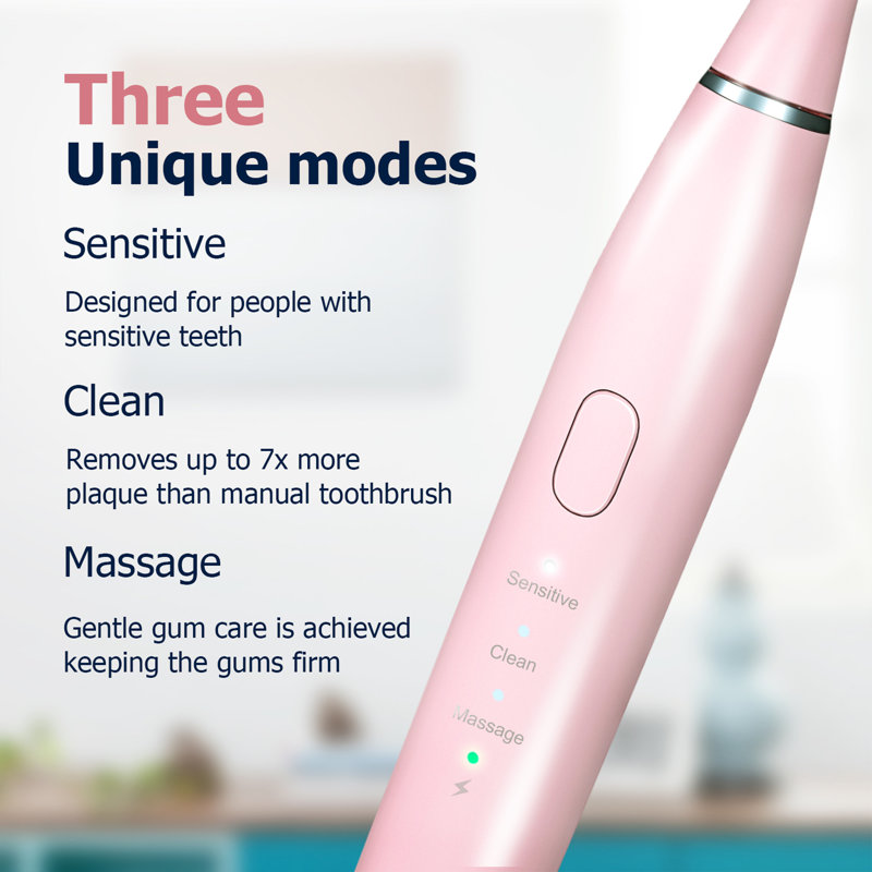 Rechargeable USB Electric Toothbrush with 6 Brush Heads, USB C Rechargeable Electric Power Toothbrush, 3 Modes with 2 Minutes Build in Smart Timer, Electric Toothbrushes