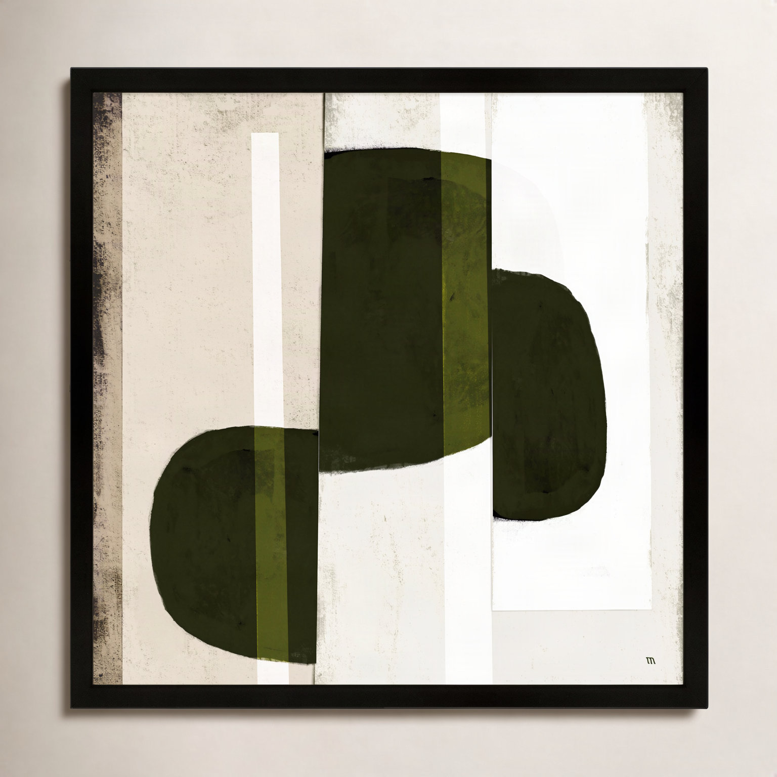 Collage 2 Painting, Black Framed Paper, 16" H x 16" W x 1.25" D