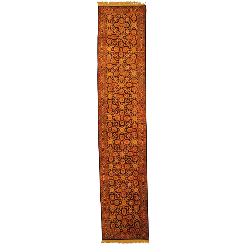 Tapis noir / doré en soie noué à la main Tabriz