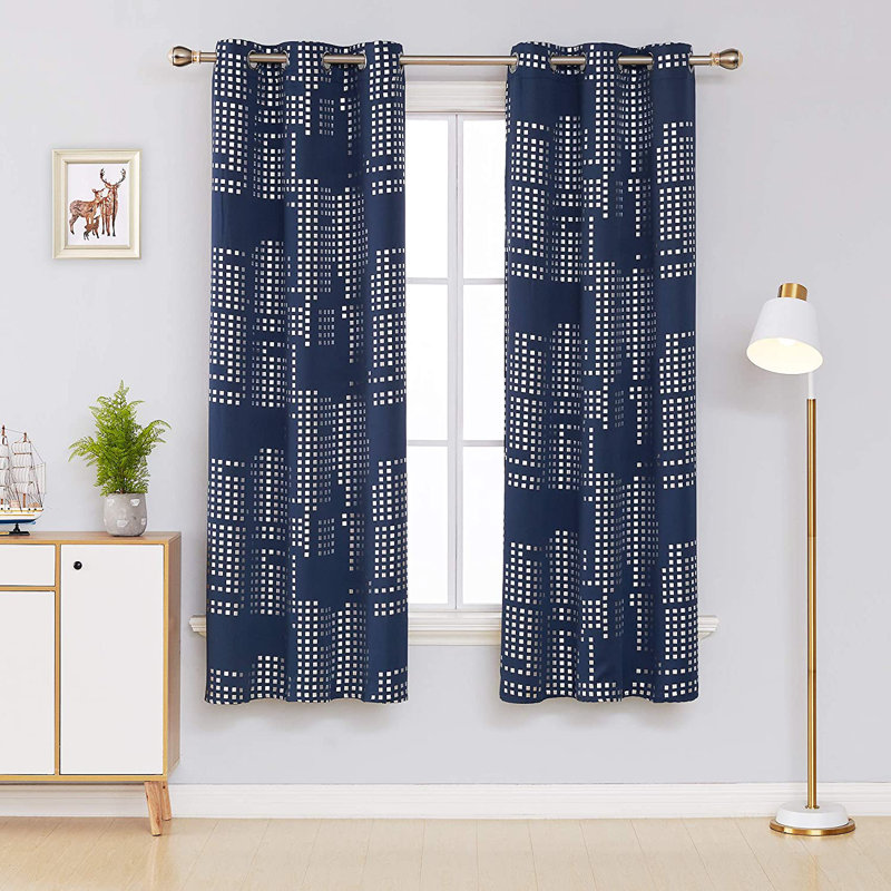 Carmacmoin Room Darkening Curtain Pair, Navy Blue, 52" W x 54" L