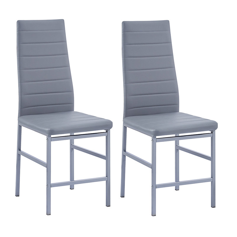 Nurques 114.3cm H Upholstered Metal Parsons Chair, Slate Grey, Grey