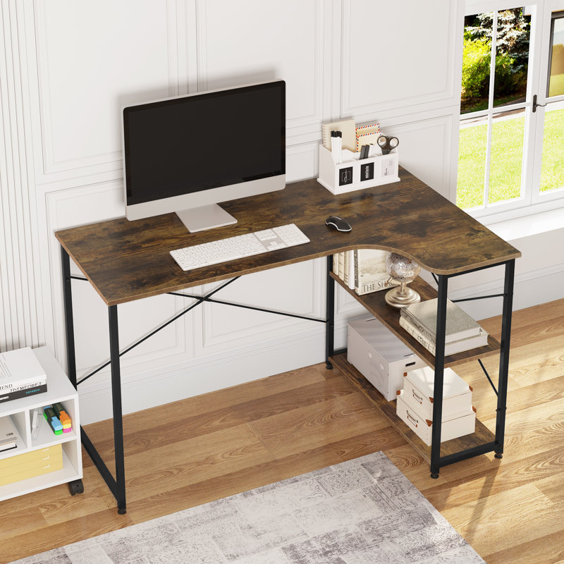 Nikolaos L-Shape Desk, Dirty/Black