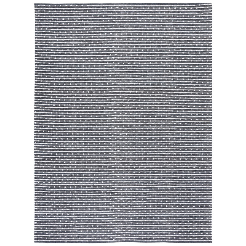 Tapis gris / ivoire en coton tissé à plat Montauk, Rectangle 8 pi x 10 pi