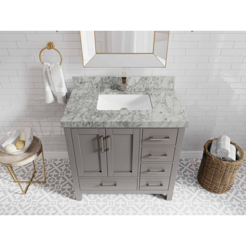 Ensemble de meuble-lavabo simple 36 po Malibu, Marbre de Carrare