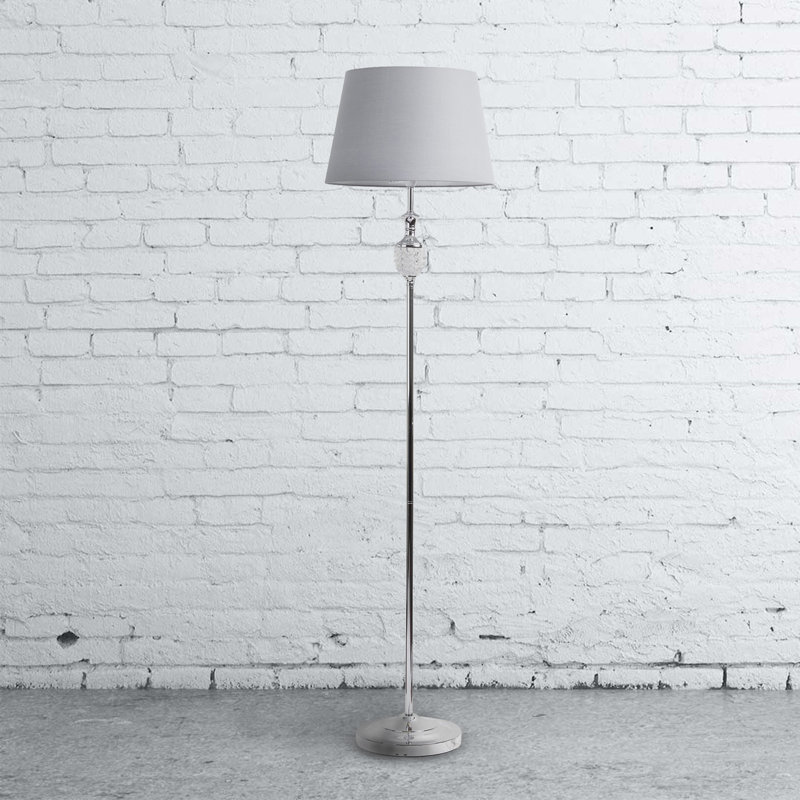 Milton 158cm Polished Chrome With Moulded Glass Detail Traditional Floor Lamp