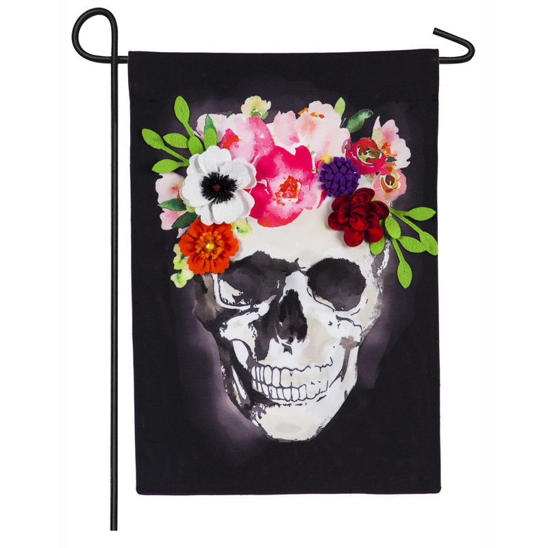 Lignée en lin à 2 côtés 18 x 13 po floral couronne drapeau de jardin