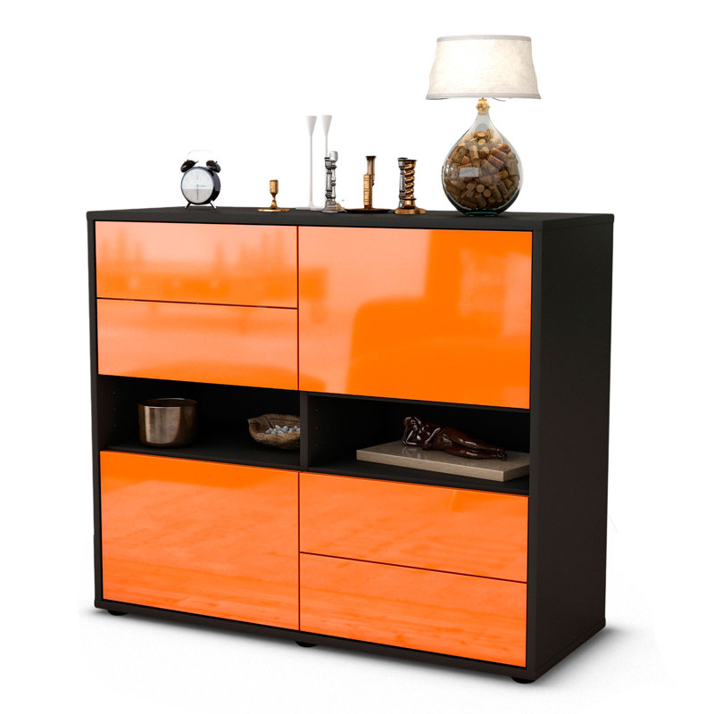 Prosper 92cm Sideboard, Anthracite/High-gloss orange