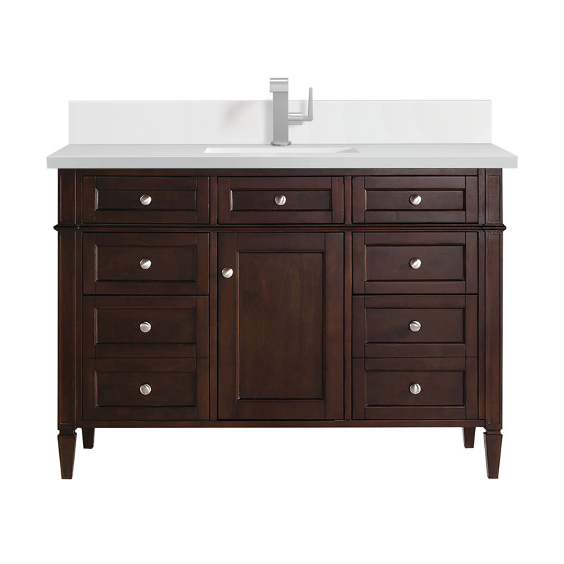 Brittany 48 in. Single Vanity, Burnished Mahogany, White Zeus, Single-Hole