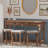 Ludin Brown Console Table With 3 Stools
