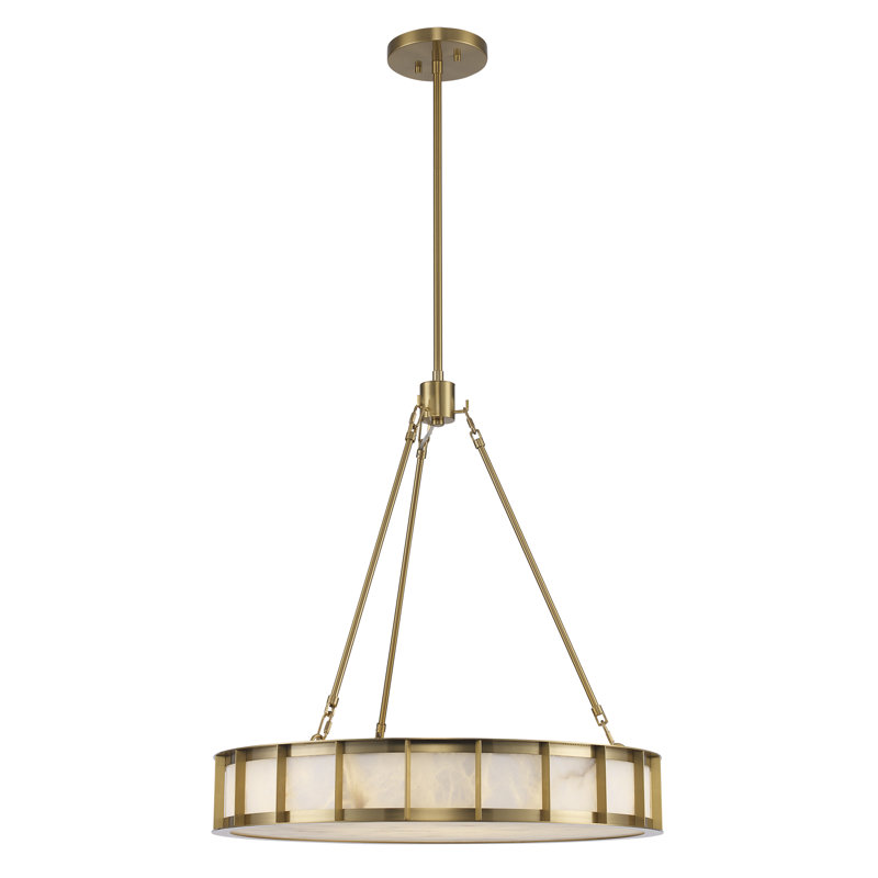 Ivory Isle Alabaster LED Chandelier, Antique Gold