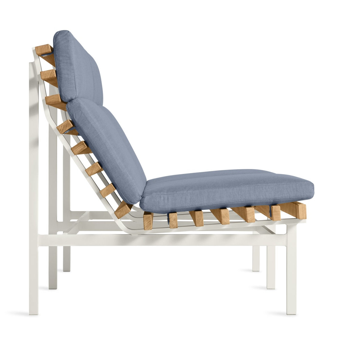 Perch 59" Teak Patio Loveseat, White, Sunbrella Haze