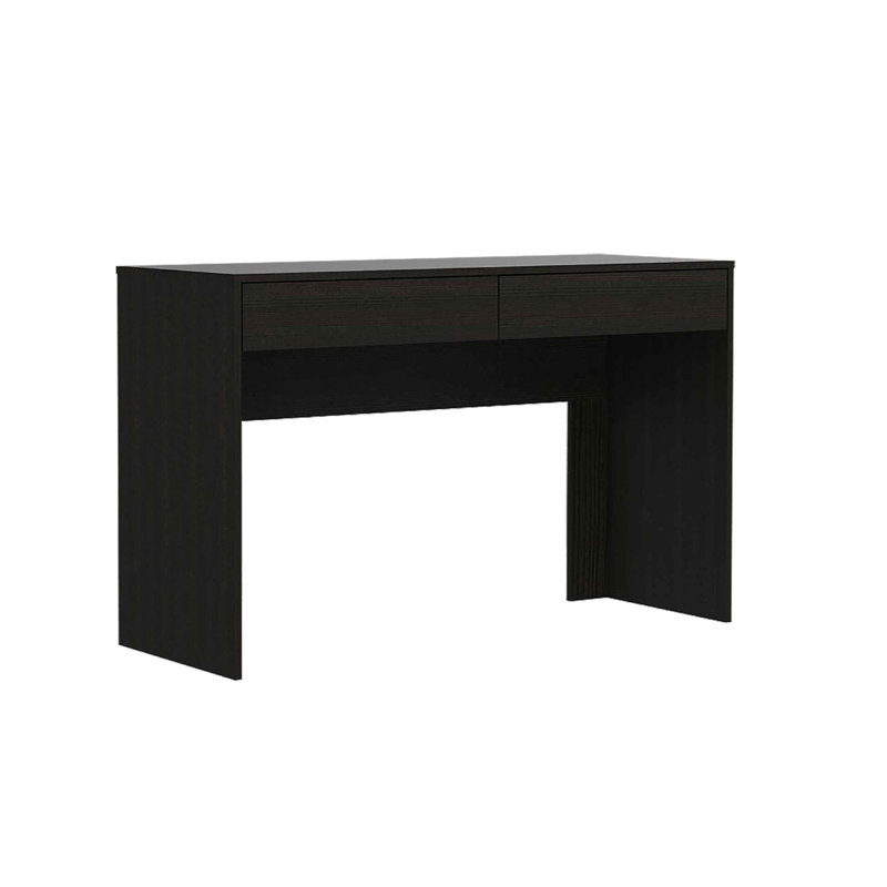Black Faux Wood 47" Minimalist Computer Desk with Drawers
