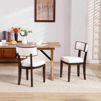 Rustic Upholstered Dining Chairs, Side Chairs With Solid Wood Frames Set Of 2