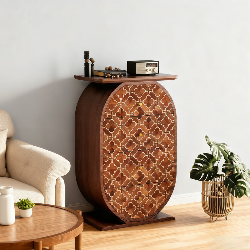 Modern Solid Wood Accent Cabinet, Walnut