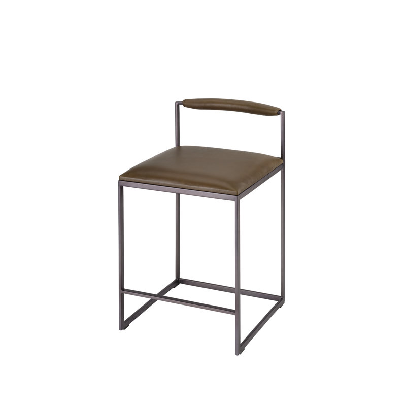 Bradbury Upholstered Bar Stool with Metal Frame, Truffle