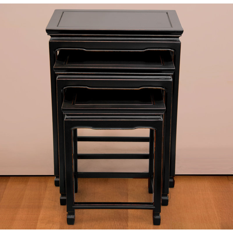 Hunt Solid Wood Nesting Tables, Antique Black