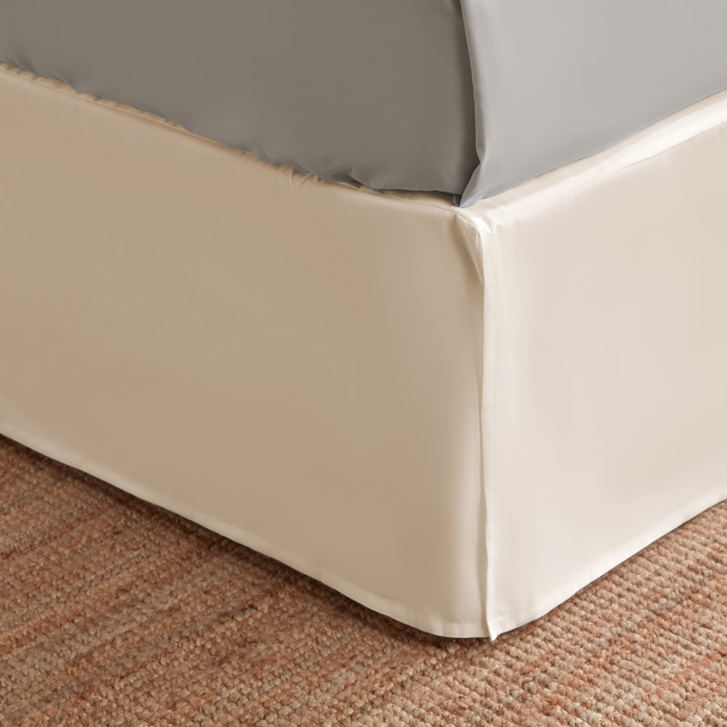 Beige Queen Microfiber Pleated Bed Skirt with 15-Inch Drop