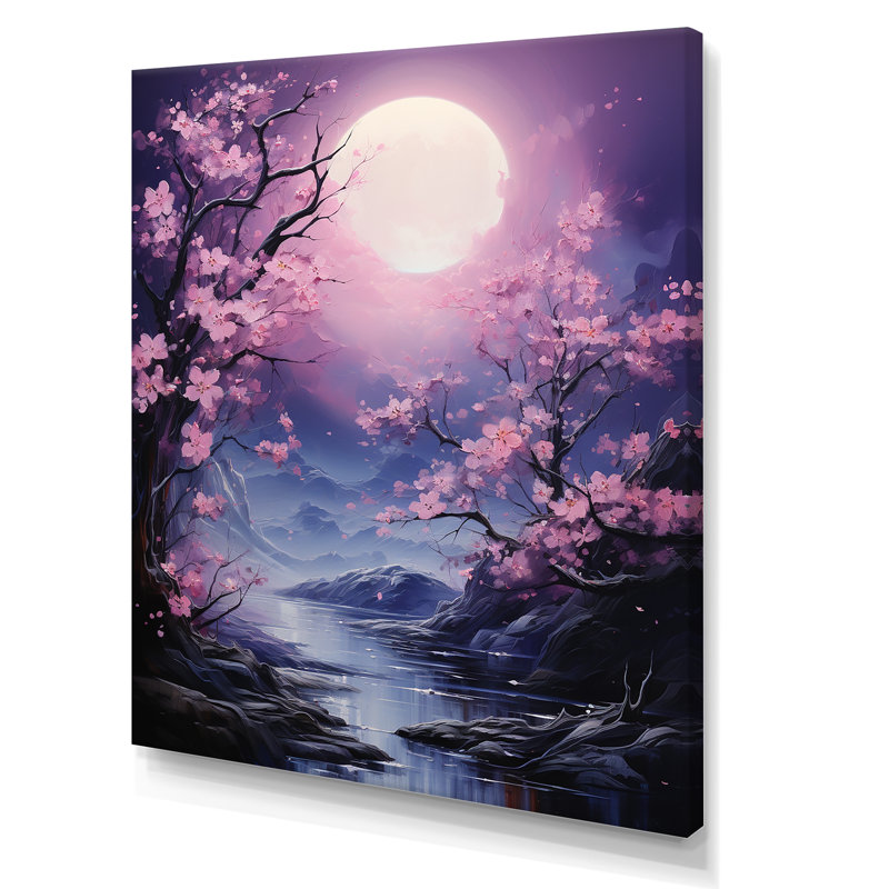 Lune fleur nocturne, Toile tendue, 32" H x 16" W