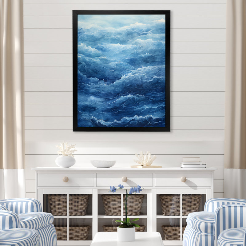 «Coastal Wave dénouant l'horizon I» sur toile, Cadre photo noir, H 32 po x l 16 po x P 1 po