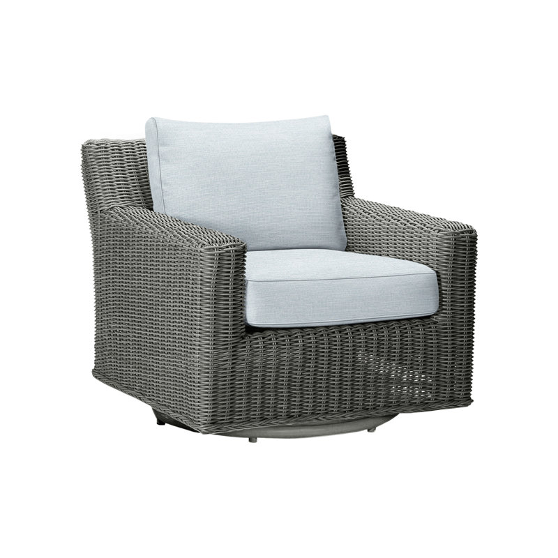 Rustic Swivel Patio Chair with Cushions, Paper Sky, Slate Gray, Welt