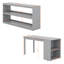 Lit mezzanine double pleine grandeur avec bureau d'écriture rétractable et 3 tiroirs, structure de lit mezzanine en bois avec escalier de rangement et tablettes-1019293328