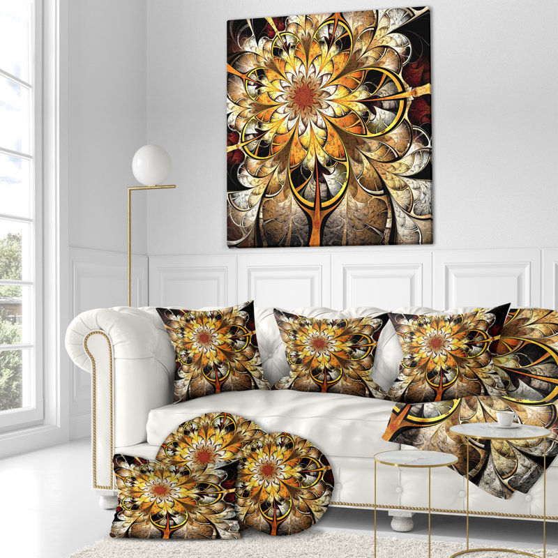 Coussin floral fractal, 16 po x 1 po, Coussin décoratif
