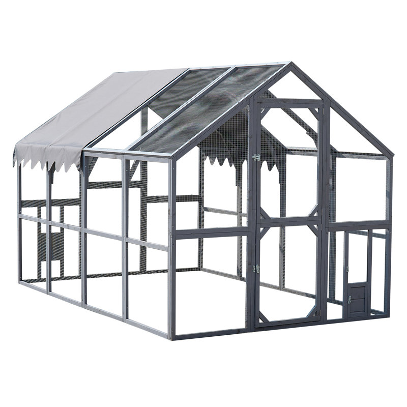 Grand enclos extérieur pour poulailler de 110 po avec couvercle amovible imperméable, cage en métal pour chatons, poulets et petits animaux, verrou sécuritaire et 2 portes