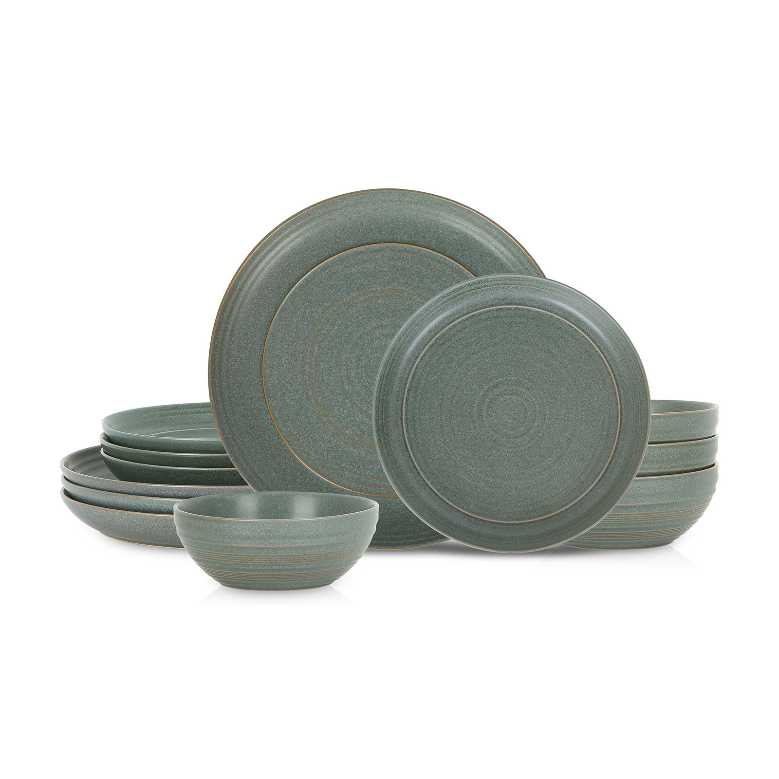 Stone Lain Elio 12-Piece Dinnerware Set Stoneware, Green