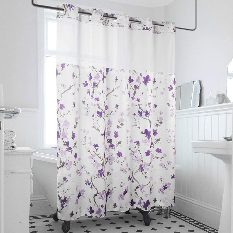 Rideau de douche simple Floral, Fleur mauve