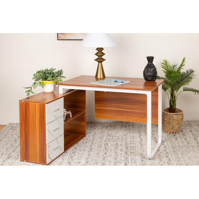Bureau en L moderne pour tâches multiples, Chêne foncé