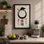 Cat and Circle with Seals Japandi 1 Piece Wrapped Canvas Wall Art-1688904974-1688904972