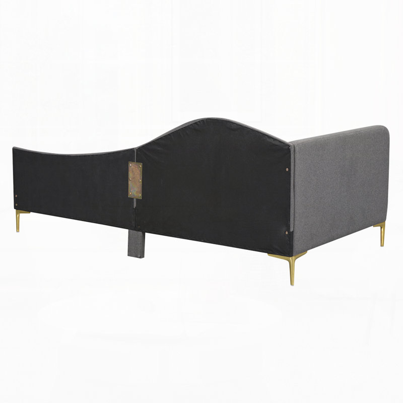 Upholstered Daybed with Headboard and Armrest, Gray, Twin