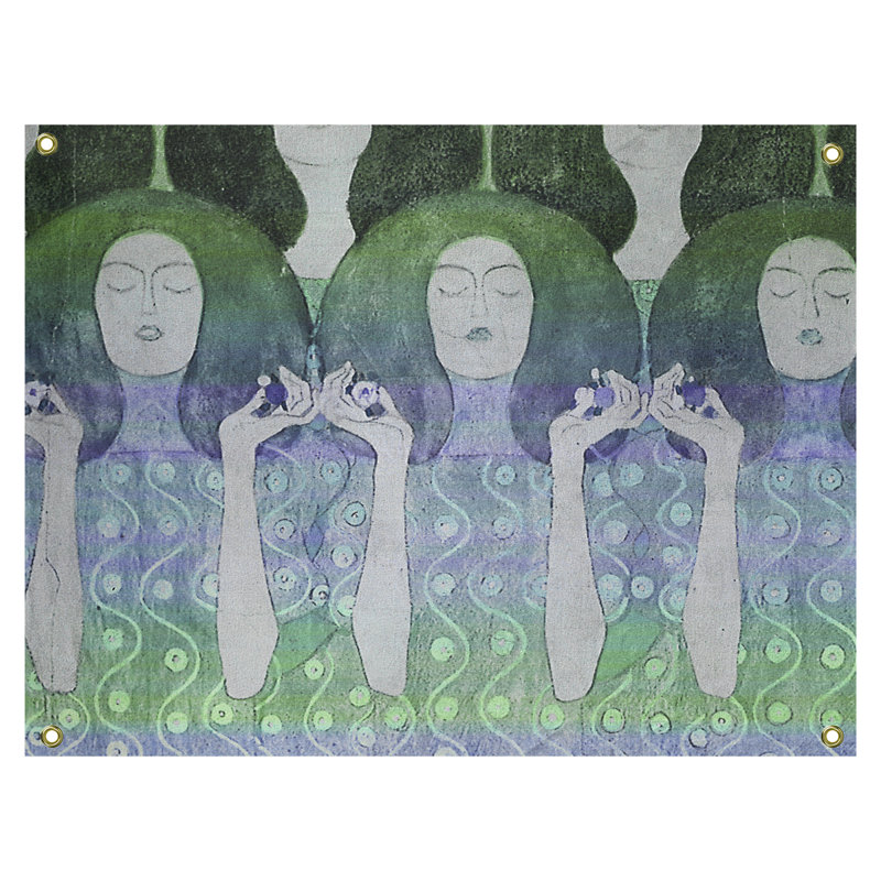 Tapisserie murale ange mariées, H 37,5 po x l 27,5 po, Vert / Bleu