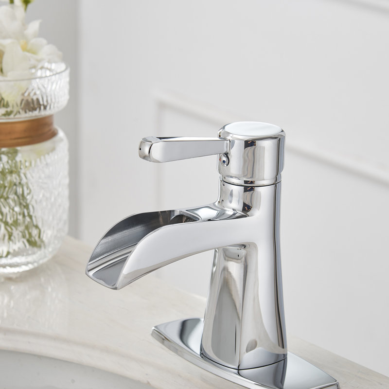 Brushed Chrome Single Handle Bathroom Faucet with Drain Assembly